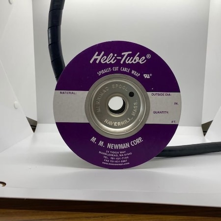 Heli-Tube Forward Cut Cable Sleeve, 0.62 in Inside Dia., 3/4 in to 5 in Max Bundle Dia., 50 ft, Black HT 3/4 UR-50